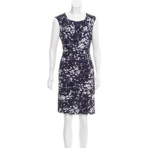 Tory Burch 100% Silk Shift Dress Navy Blue Floral Size 10